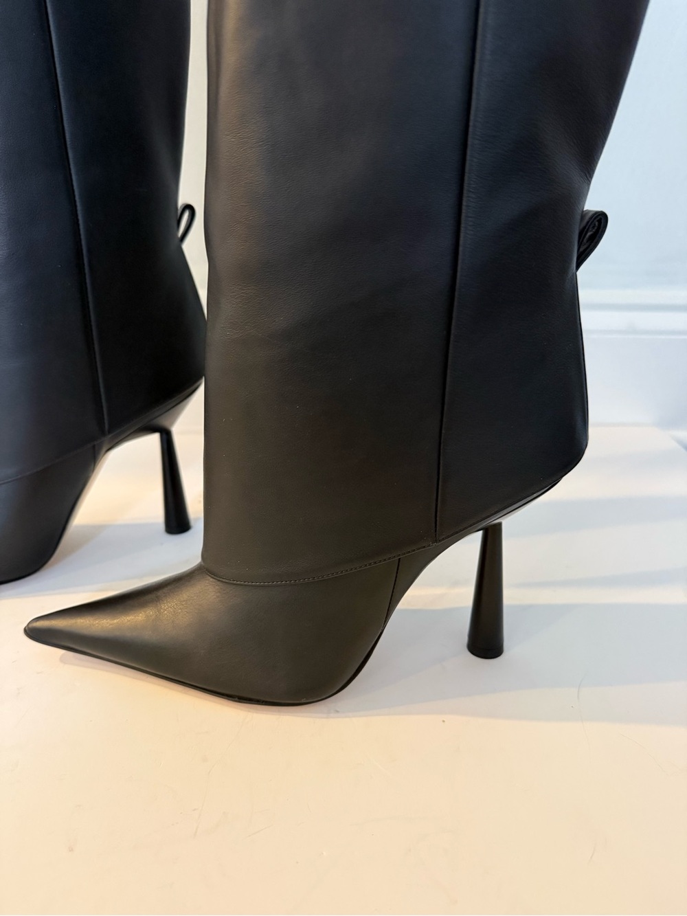 Vero Cuoio Black Over-the-Knee Pointed Stiletto Boots - Picture 3 of 9